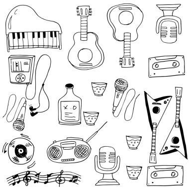 Nesne müzik vektör sanatı doodle