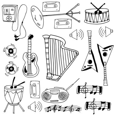 Hisse senedi müzik nesne doodle