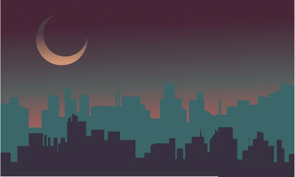 Silhouette de paysage de bâtiment la nuit — Image vectorielle