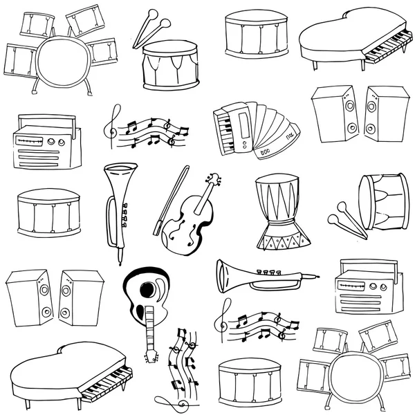 Elemento musicale Doodle con disegno a mano — Vettoriale Stock