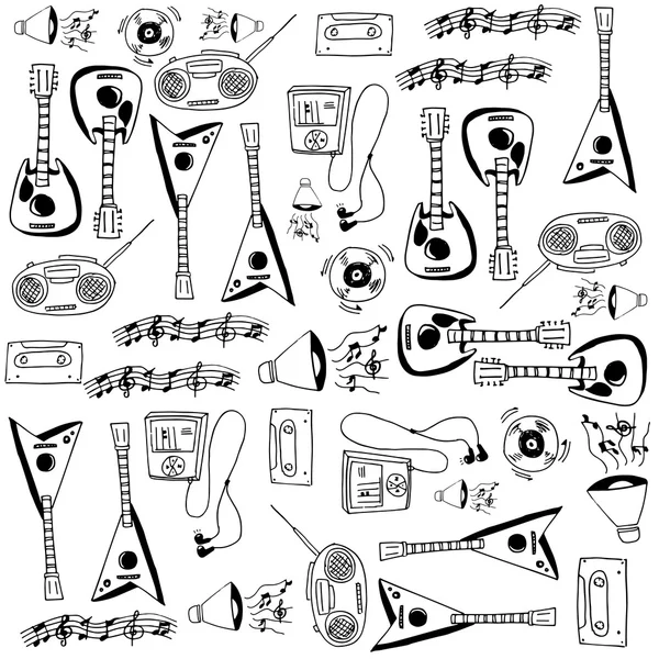 Doodle com mão desenhar conjunto de música — Vetor de Stock