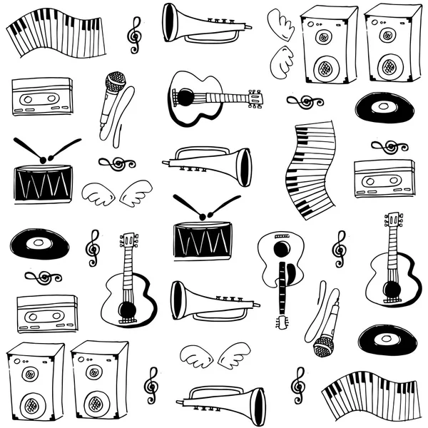 Doodle de elemento conjunto de música — Vetor de Stock