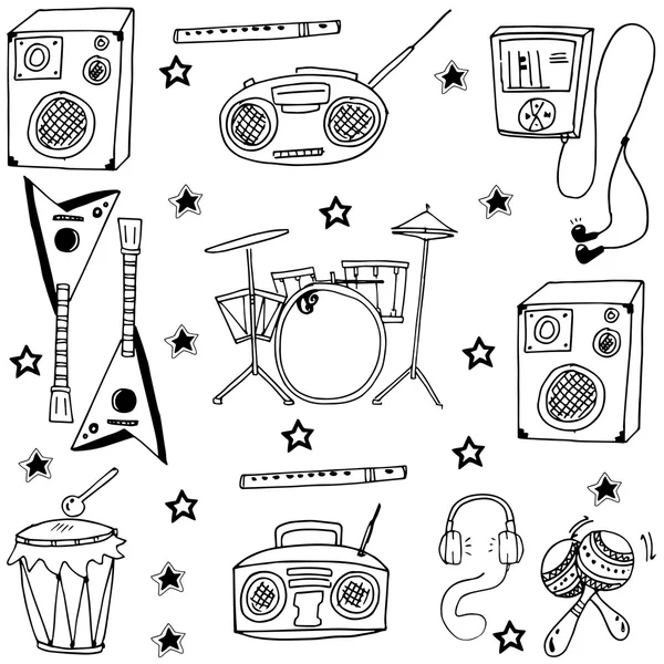 Doodle de música de objeto dibujar a mano — Archivo Imágenes Vectoriales