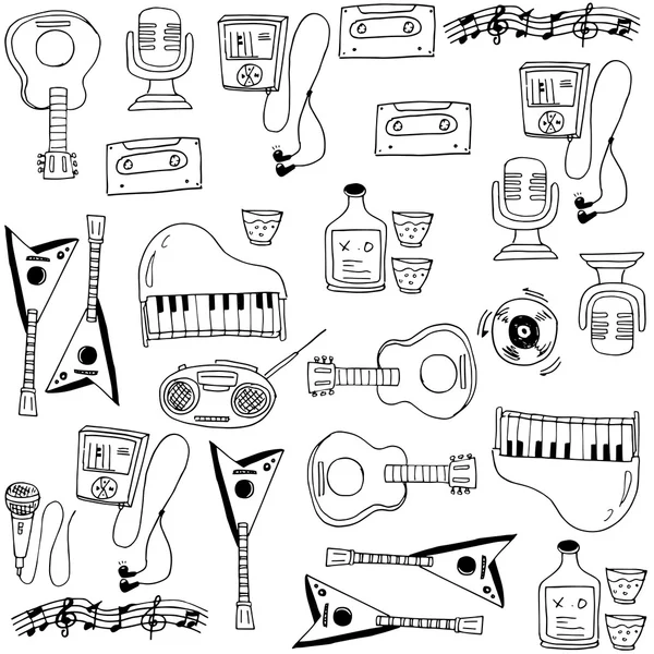 Doodle de música estoque elemento conjunto — Vetor de Stock