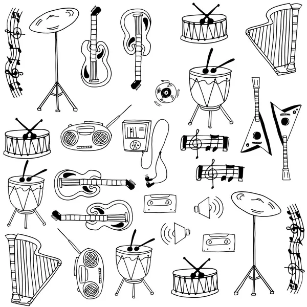 Doodle de elemento conjunto de música — Vetor de Stock