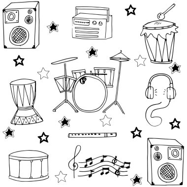 Müzik aleti el Doodle çizmek