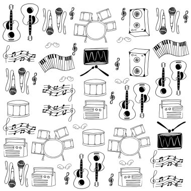 Araç müzik koleksiyonu vektör Doodle