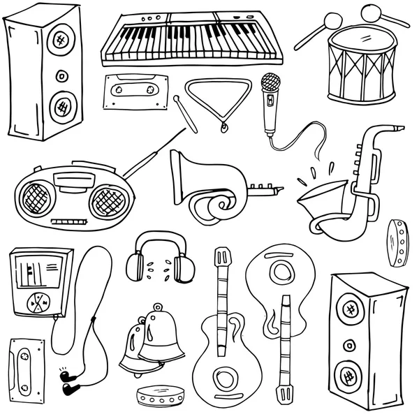 Doodle von Musik-Element Hand zeichnen — Stockvektor