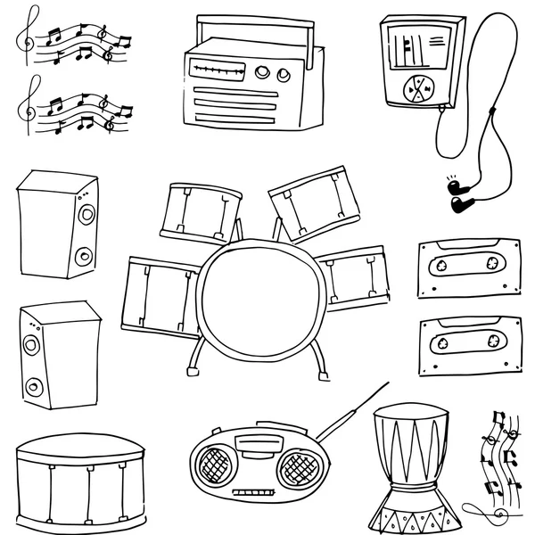 Doodle de vector de mano dibujar música herramientas — Archivo Imágenes Vectoriales