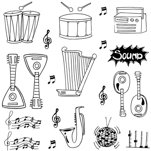 Doodle von Hand zeichnen Musikinstrument — Stockvektor