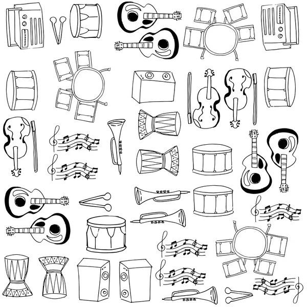 Colección Doodle de herramientas musicales — Vector de stock
