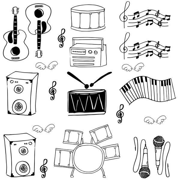 Doodle dari tool music stock collection vector - Stok Vektor