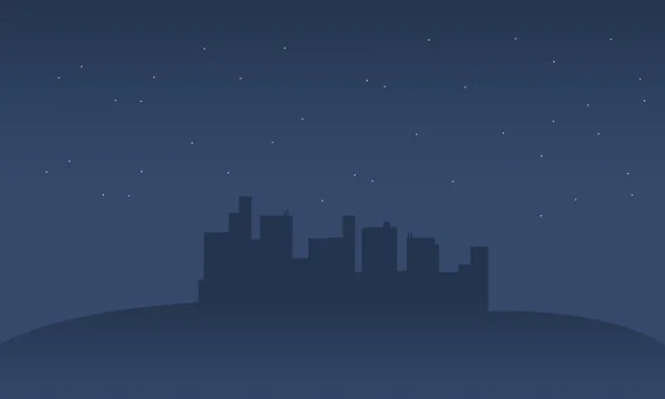 Silueta de ciudad en colinas — Vector de stock