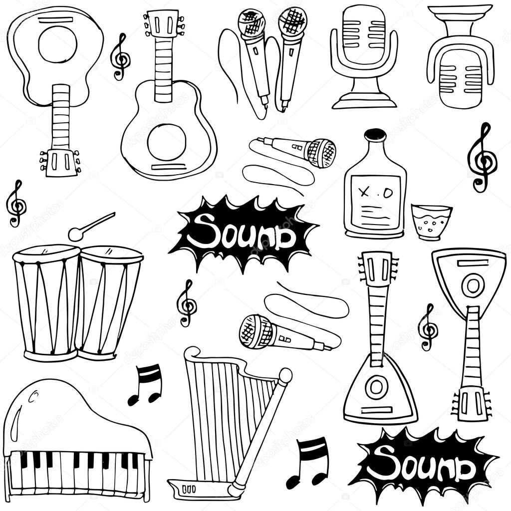 Doodle Of Music Pack Hand Draw Stock Vector Wongsalam77 118446486