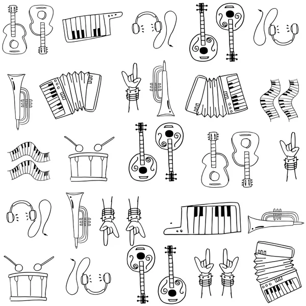 Gambar tangan doodles musik - Stok Vektor