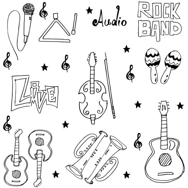 Music tools doodles set