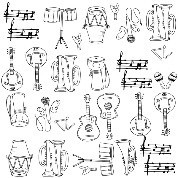 Instrumento musical pack doodles —  Vetores de Stock