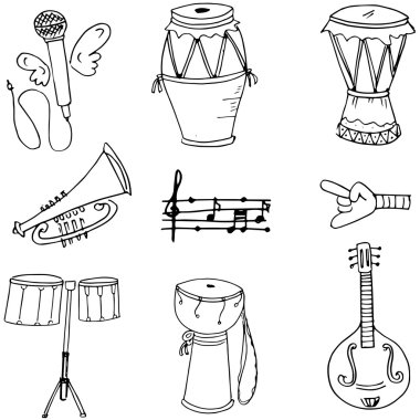 Müzik nesne el çizmek doodles
