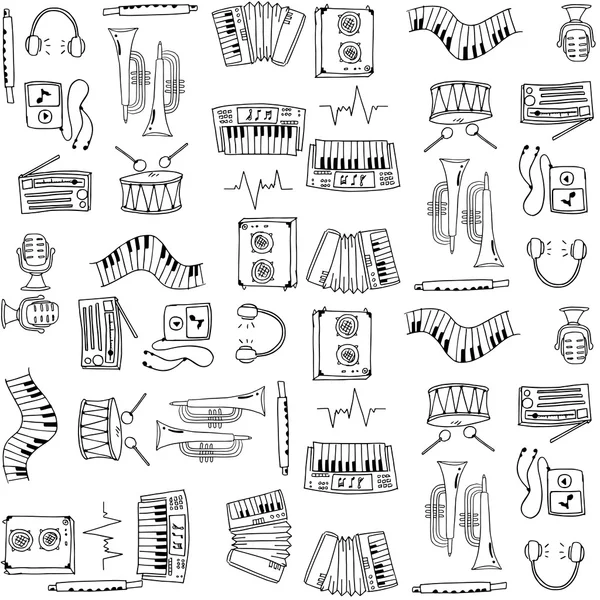 Many music set doodles — Stock Vector