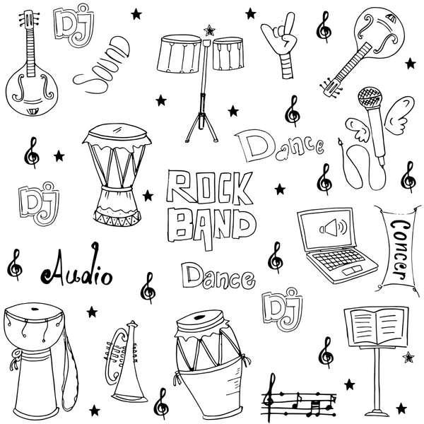 Elemento musical garabatos mano dibujar — Archivo Imágenes Vectoriales