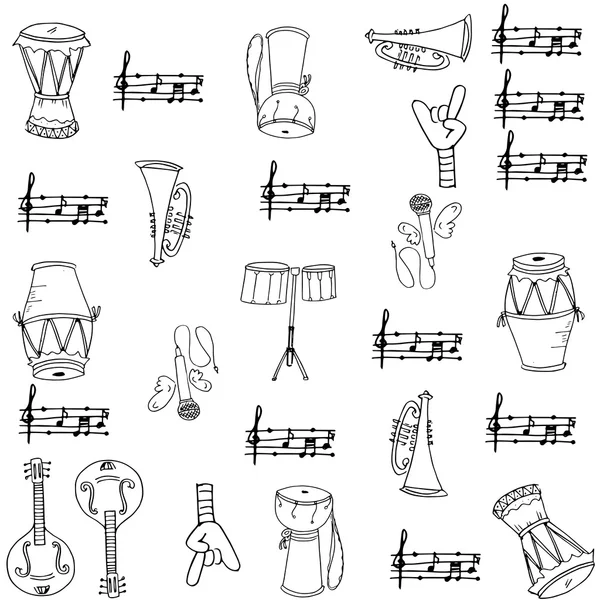 Muzyki ustawić element doodles — Wektor stockowy