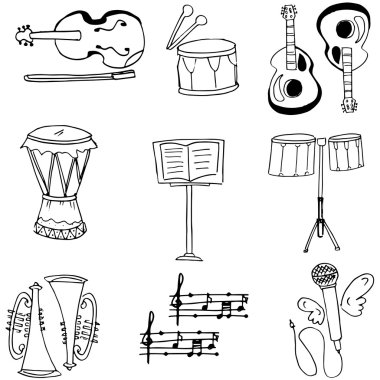 Müzik araç kümesi doodles