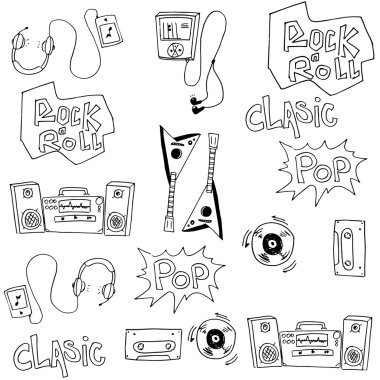 Müzik koleksiyonu hisse senedi karalamalar vektör seti