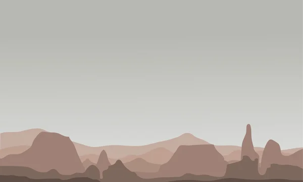 Silhouet van vele rots landschap van de heuvels — Stockvector