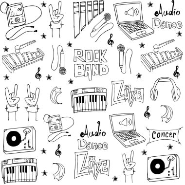 Koleksiyon hisse senedi müzik nesne karalamalar