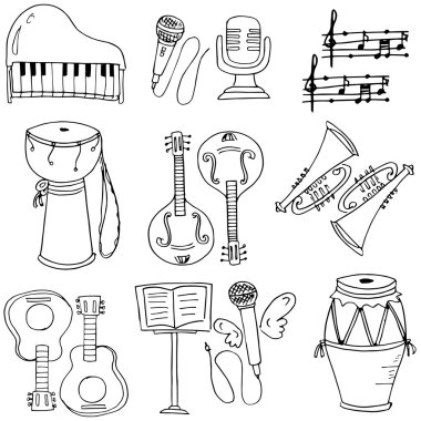 El çizmek öğe müzik doodles