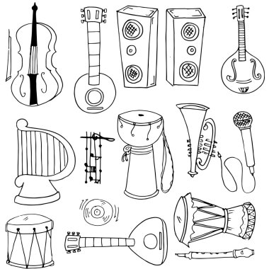 Müzik araçları karalamalar ayarla