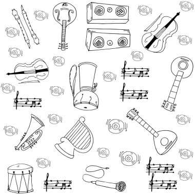 Müzik öğesi vektör sanatı doodle