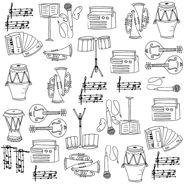 Музыкальный набор каракулей — стоковый вектор