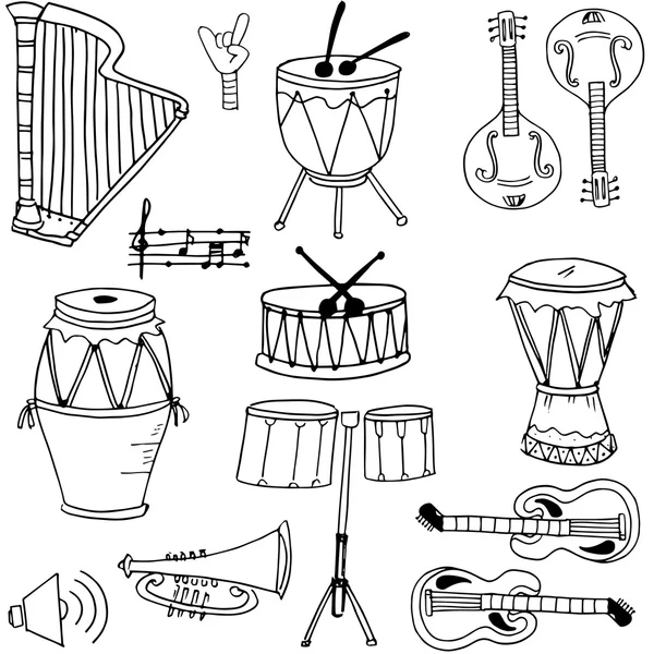 Mano dibujar música garabatos vector de arte — Archivo Imágenes Vectoriales