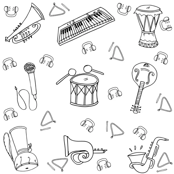 Hand dra ange musik doodles — Stock vektor