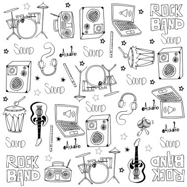 Doodle müzik araçları vektör ayarla