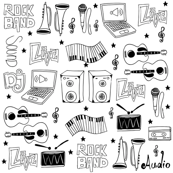 Doodle muzyka zestaw narzędzi — Wektor stockowy