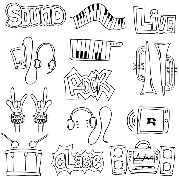 Doodle von Objekt Music Pack — Stockvektor