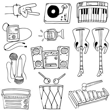 Tema müzik vektör sanat doodles