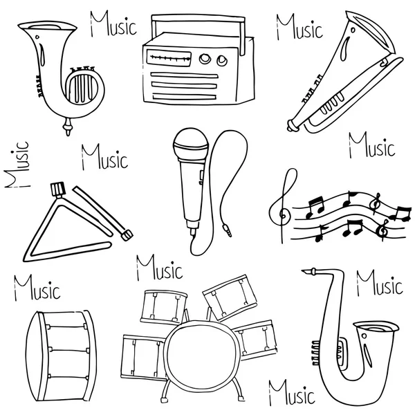 Doodle hudební ruky kreslit vektorové — Stockový vektor