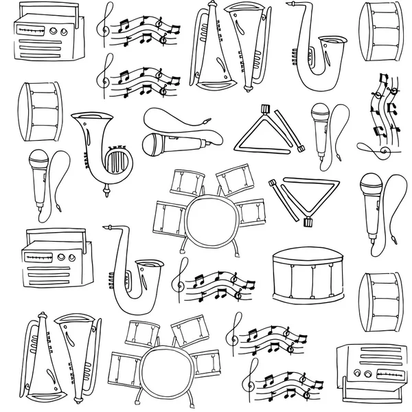 Disegnare a mano scarabocchi di musica — Vettoriale Stock