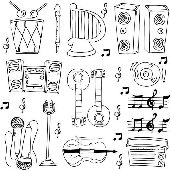 Mano dibujar música tema garabatos — Archivo Imágenes Vectoriales