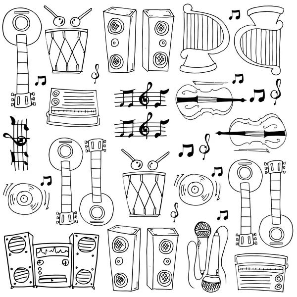 Дудл музыкальной темы векторное искусство — стоковый вектор