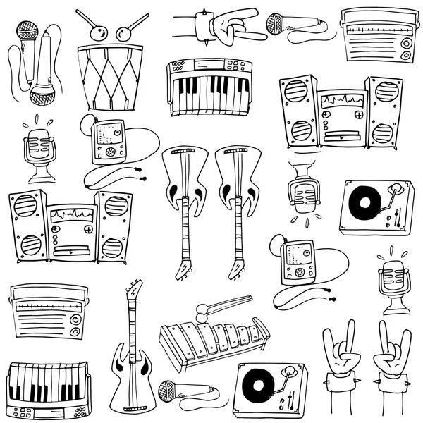 Doodle di strumenti musicali a tema — Vettoriale Stock