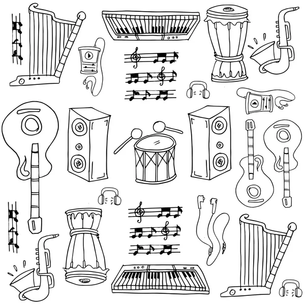 Doodle zapasów kolekcji muzycznej — Wektor stockowy