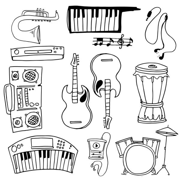 Doodle de tema de música de herramienta — Archivo Imágenes Vectoriales