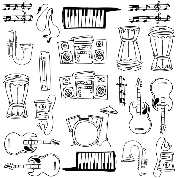 Mão desenho elemento musical doodles — Vetor de Stock