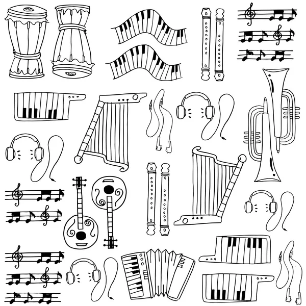 Hand dra musik ange doodles — Stock vektor