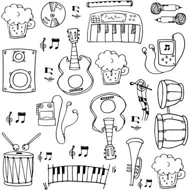 Müzik Tema el Doodle çizmek