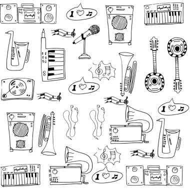 Müzik nesne el Doodle çizmek